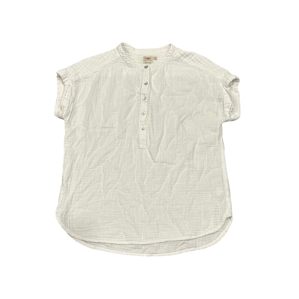Faherty Short Sleeve Button Henley Blouse